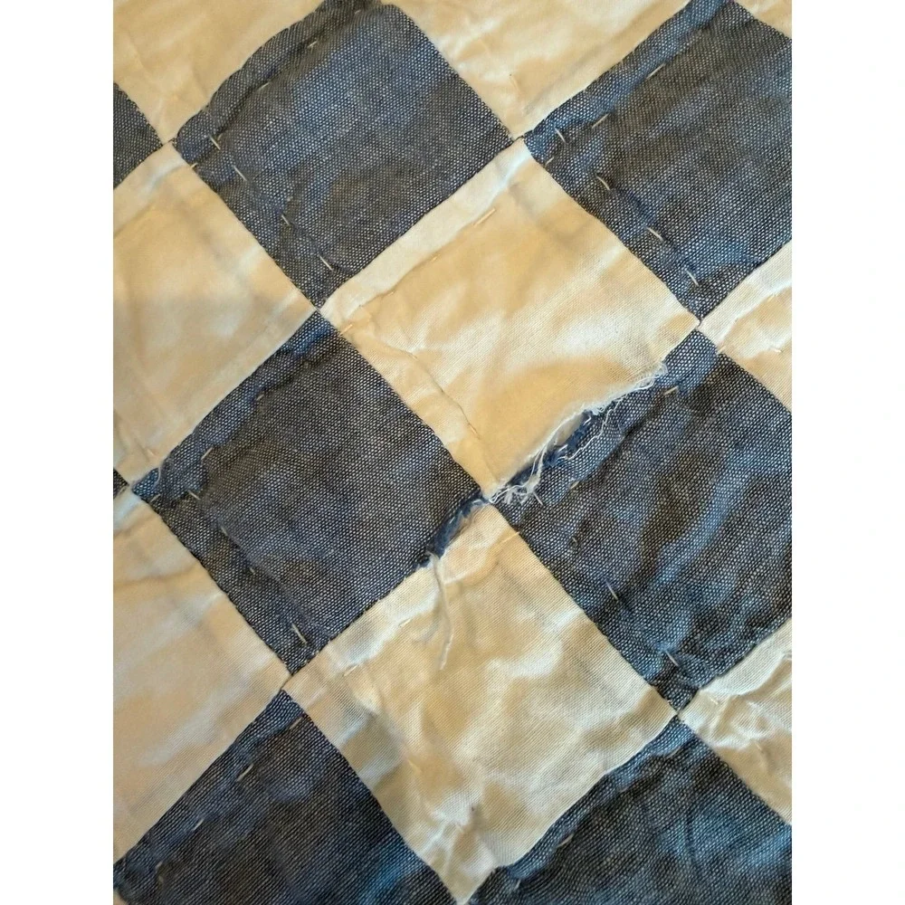 Blue and white check CHAPS Quilt. F/Q